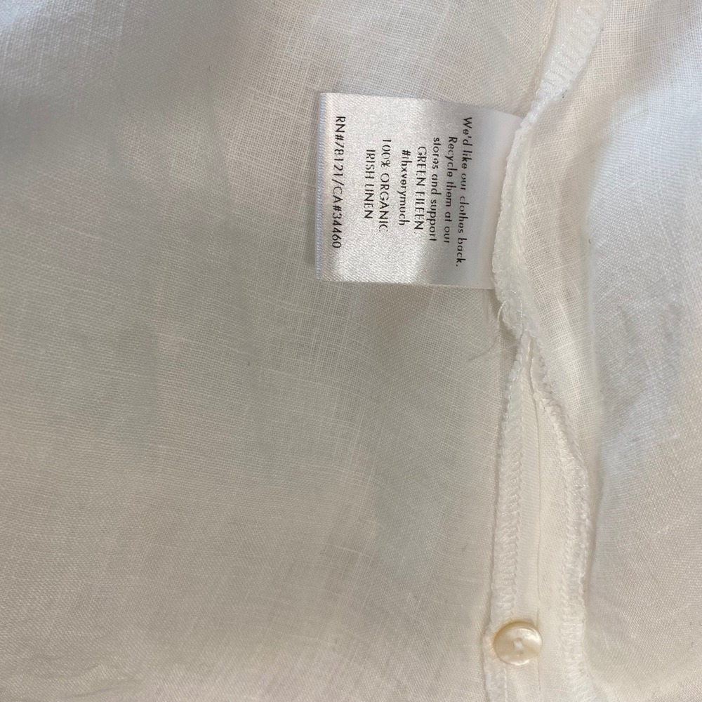 Eileen Fisher Shirt Womens L White Organic 100% Irish Linen Button Down Tunic - Picture 6 of 7
